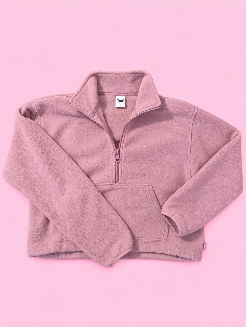 Tna Pink Quarter-Zip Fleece Pullover